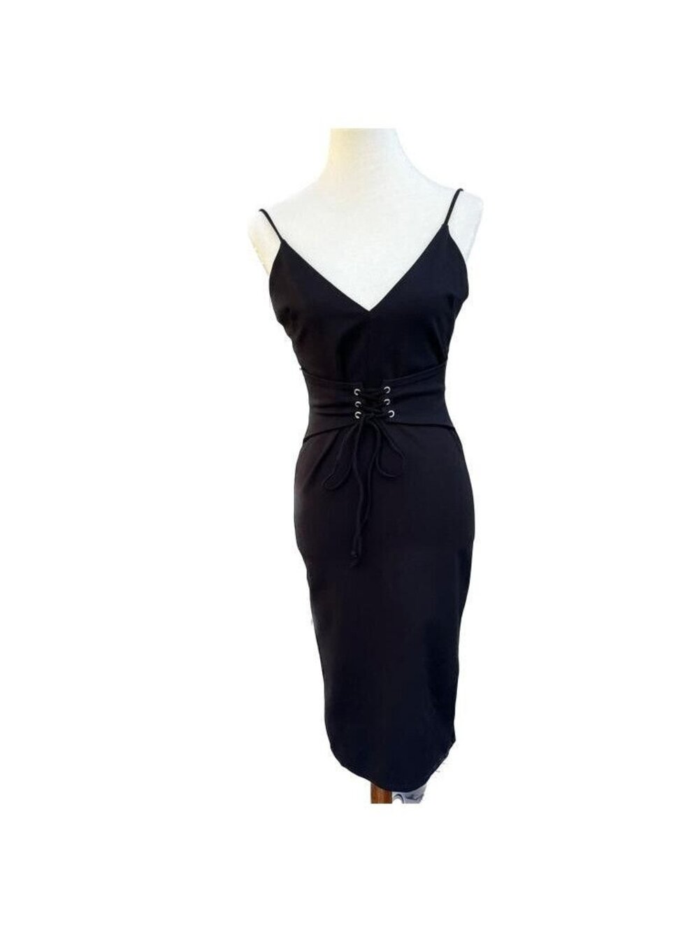 Dee Elly Corset Detail Bodycon Dress Medium Black Cocktail NWOT - Picture 12 of 14